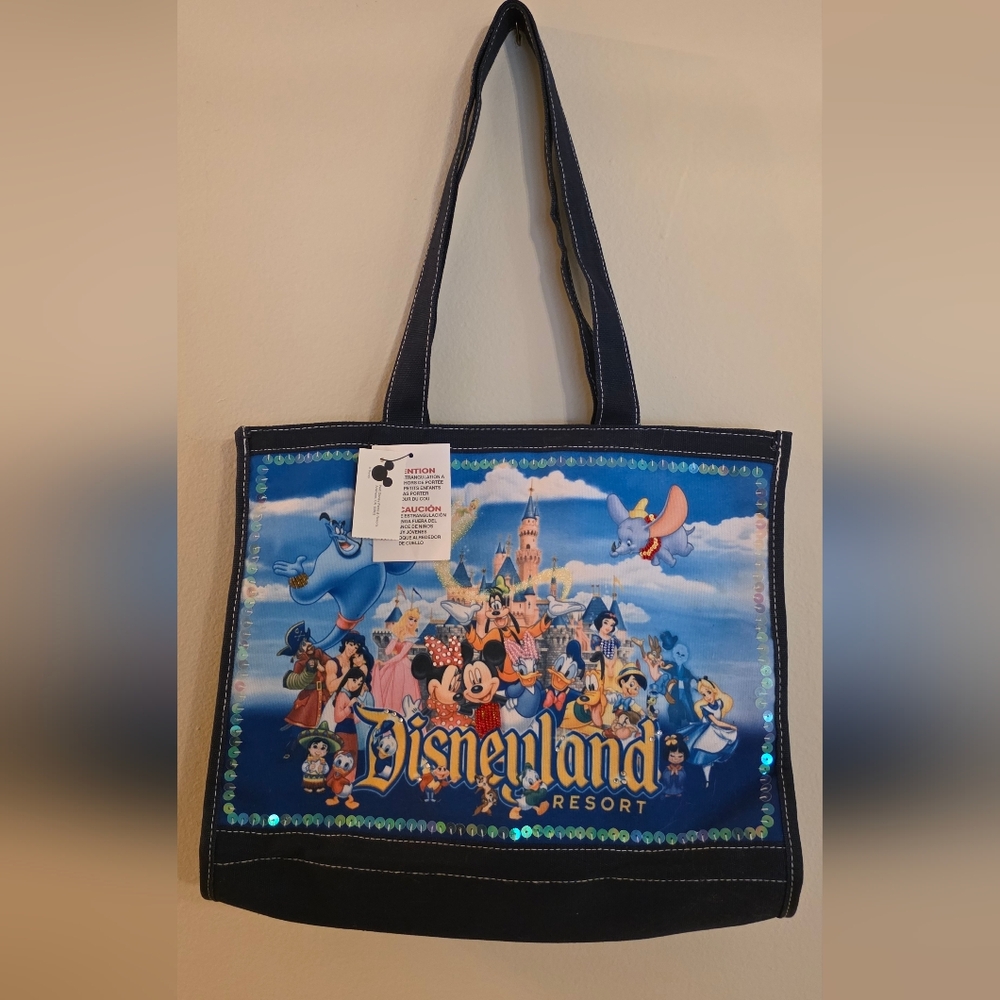 Disneyland Resort NWT Adorable Vibrant Tote Bag W/Mickey, Minnie, Goofy, Aladdin - Picture 2 of 16